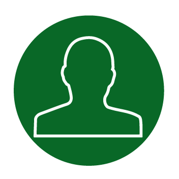 Identity Resources icon is an outline of a person viewed from the front on a circular green background