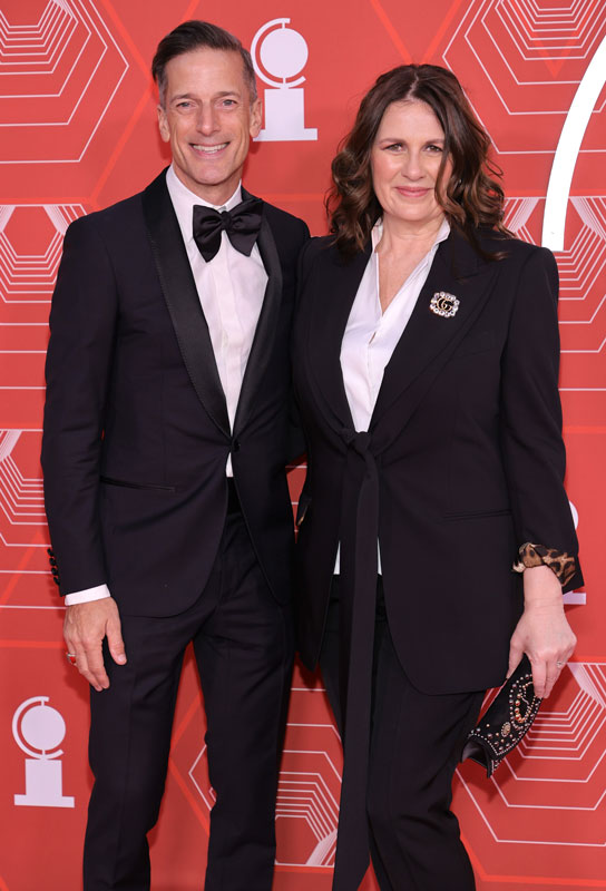 Damaschke and co-producer Carmen Pavlovic stop for photos while walking the red carpet at the 74th annual Tony Awards.