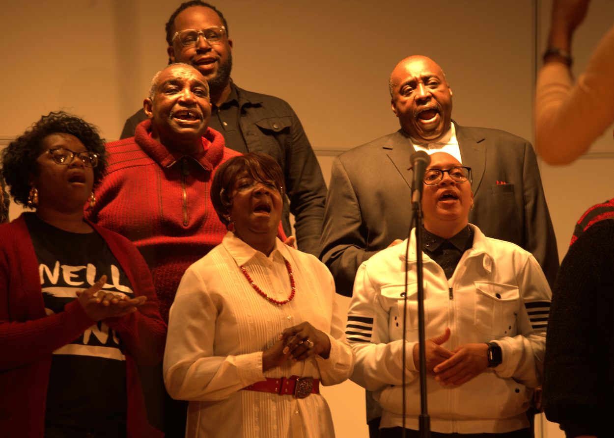 People singing during the 2020 MLK Gospel Fest at IWU