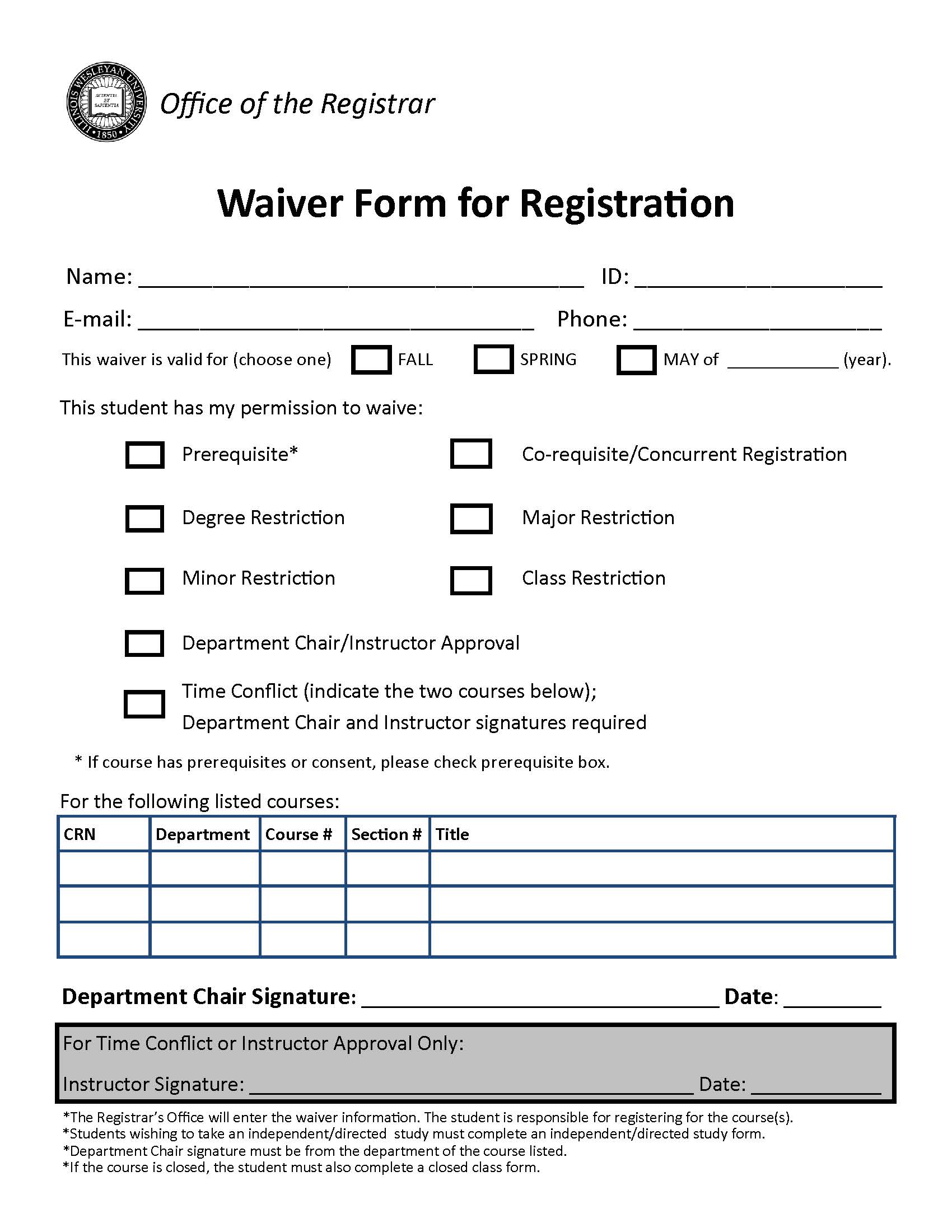 Waiver form