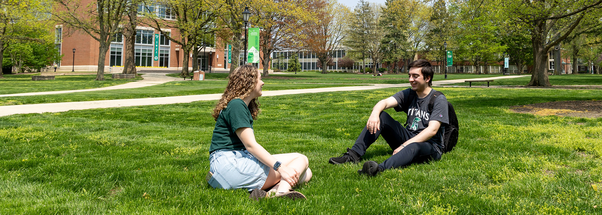 Students sitting on Quad.