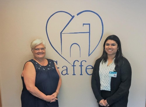 Nima with the owner of Gaffey Home Nursing and Hospice, Kim Gaffey