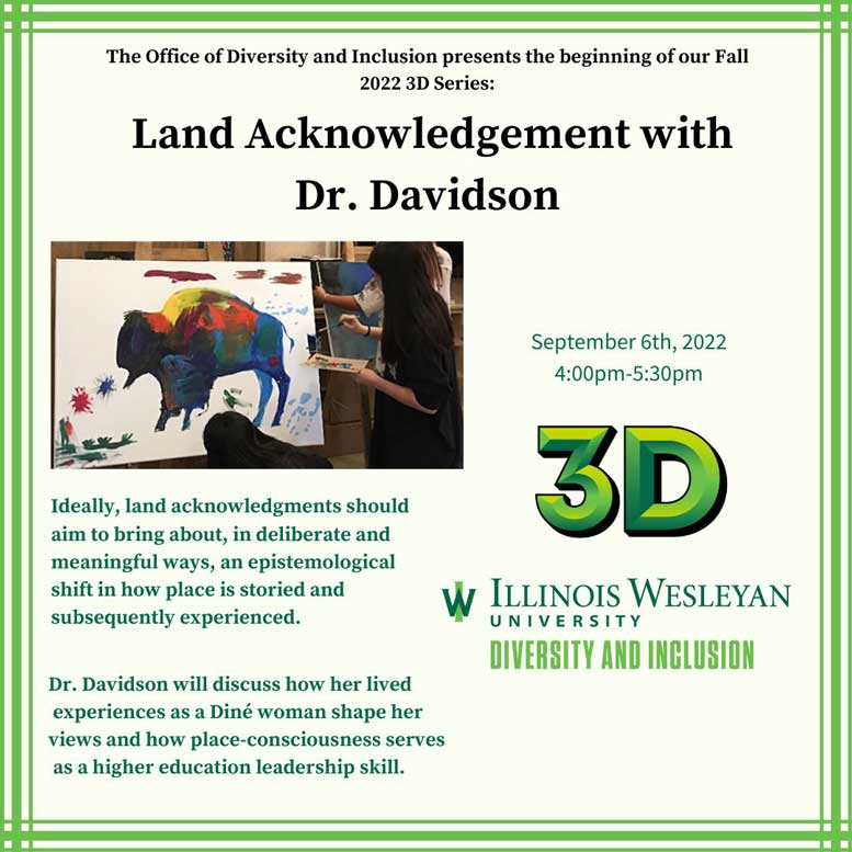 Promotional Flyer for the 3Devent focused on land Acknowledgement