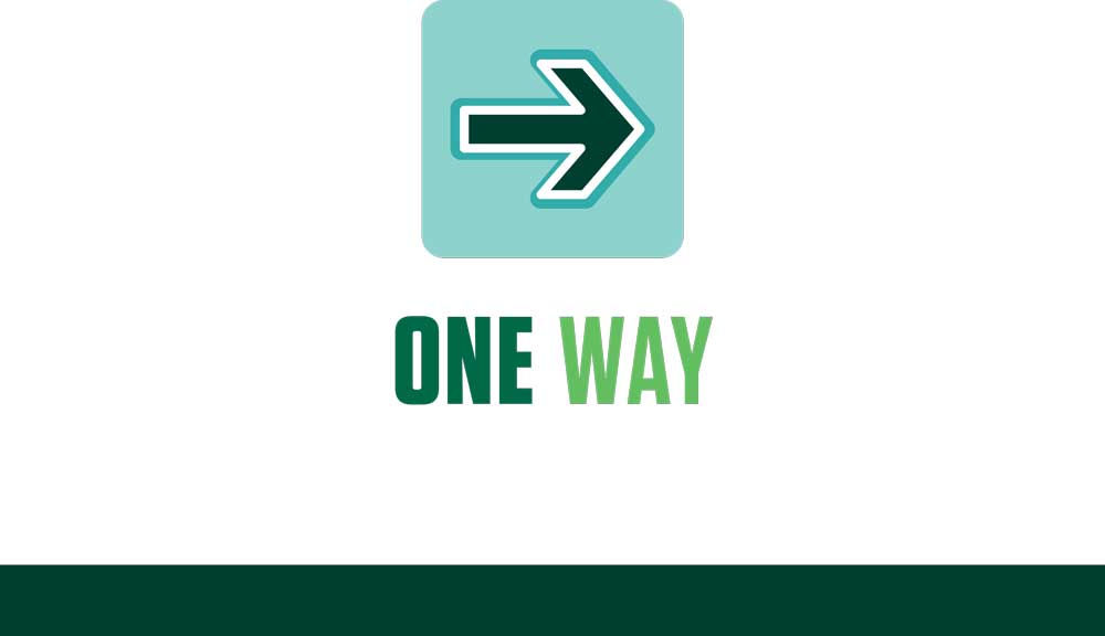 COVID sign - one way, right arrow