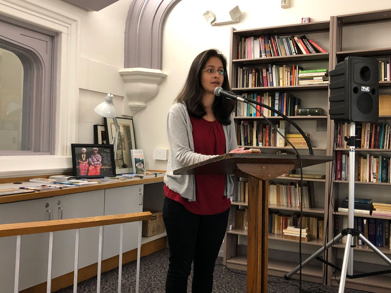 Student reading during World Poetry Day