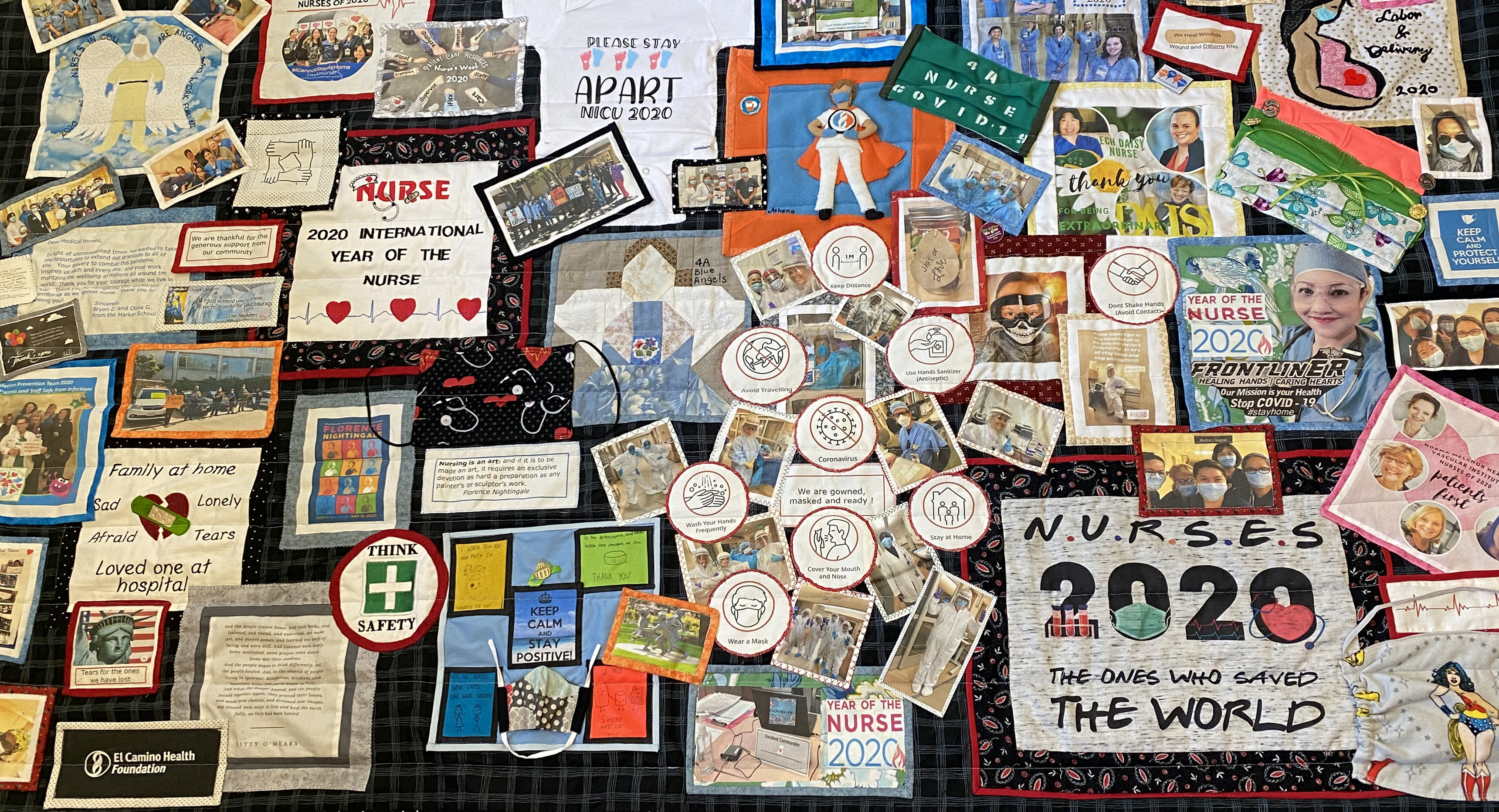 El Camino Health nurses constructed a quilt commemorating 2020 as “The International Year of The Nurse and The Midwife,’’ as designated by the World Health Organization.
