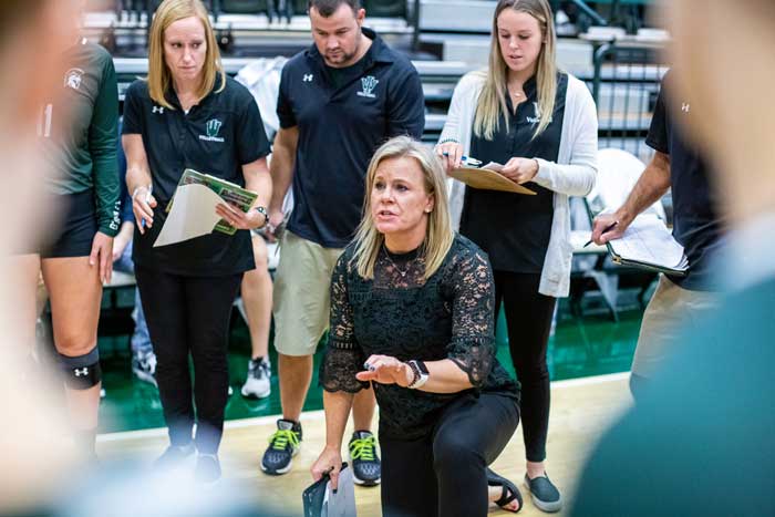 Kim Nelson-Brown has won five conference titles and guided the Titan volleyball team to six NCAA Tournaments in 26 years at the helm.