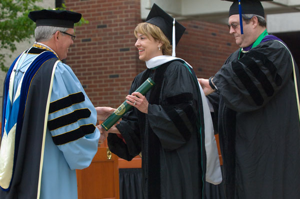 Ann Stroink ‘76 was awarded an honorary doctor of laws degree during the commencement ceremony in front of Stevenson Hall.