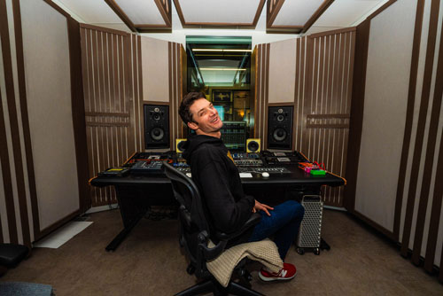 The control booth at Bombsight Recording Studio was hand-built by Dave Rossi ‘07 to eliminate all external sound.