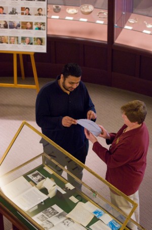 Meg Miner working with a student
