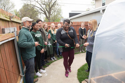 Ribbon is cut at the opening of the WBRP Greenhouse. 