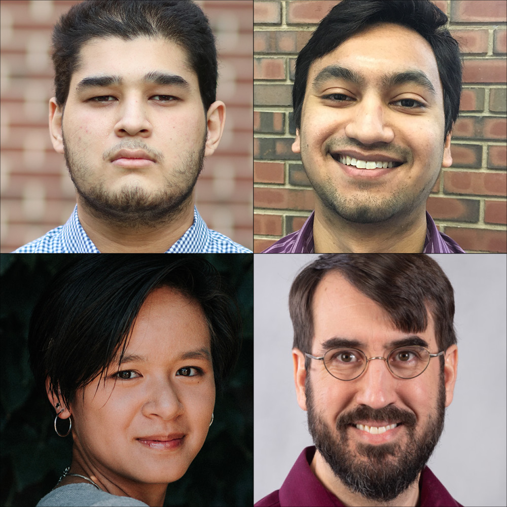 Ali Khatai ’23, Bobby Koirala ’22, Alex Seehuus ’23, Associate Professor of Mathematics Andrew Shallue