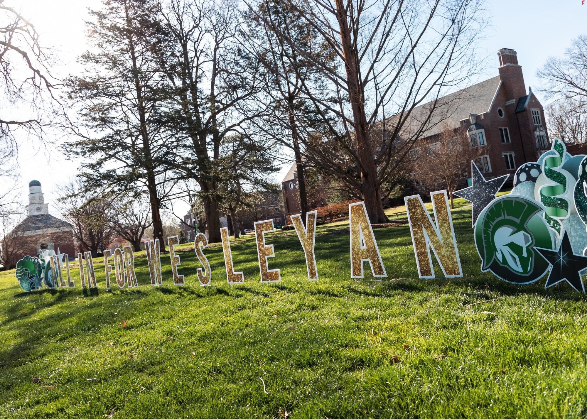 all in for wesleyan sign on quad