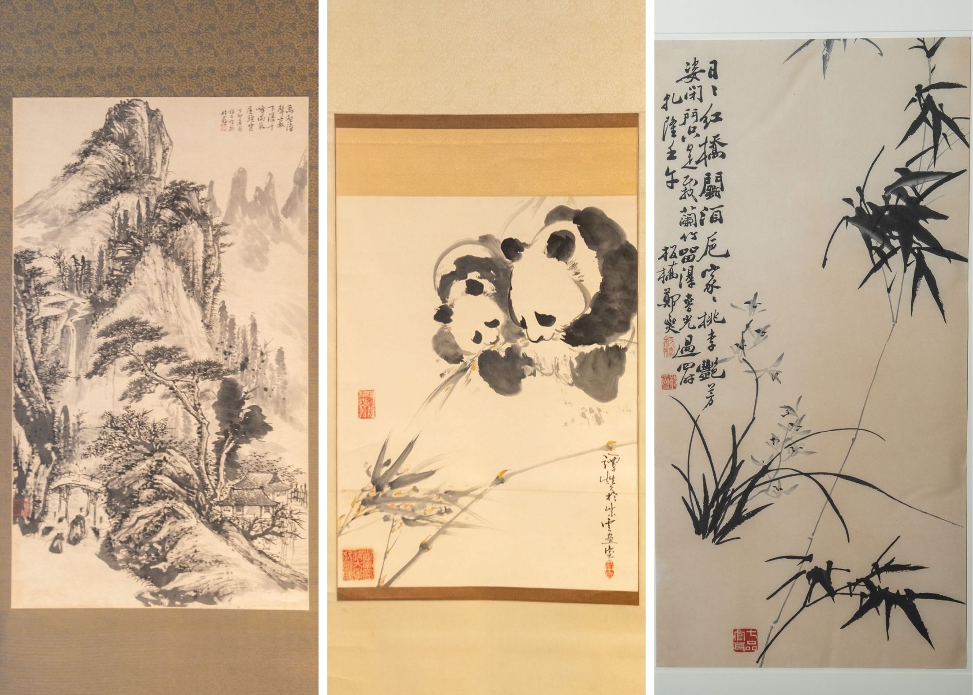 掛軸1967 ORIGINAL ASIAN ART CHINESE CALLIGRAPHY ARTWORK-爱新觉罗.启功 Qi Gong七律·长征  毛泽东