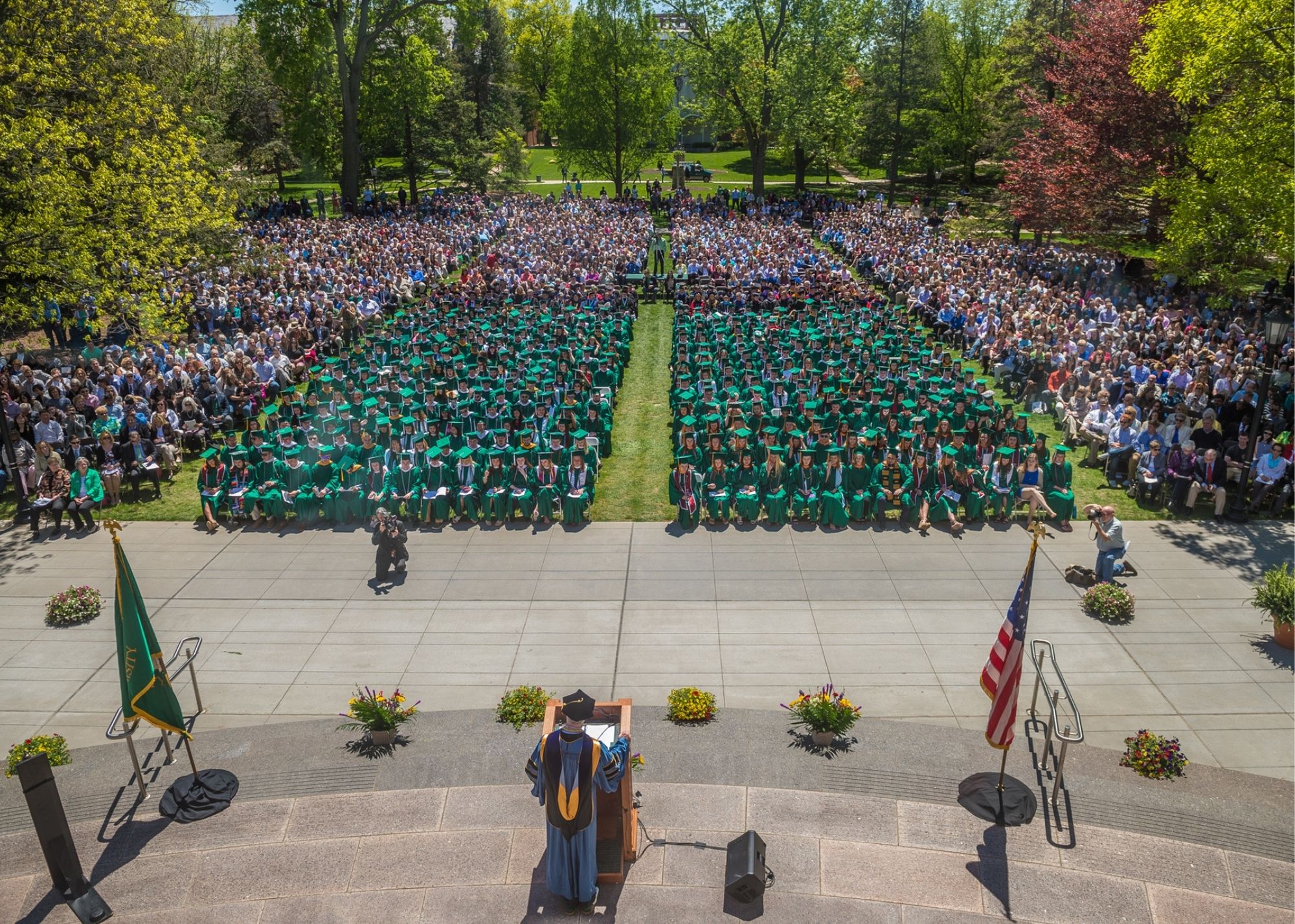 commencement ceremony outdoors on the quad