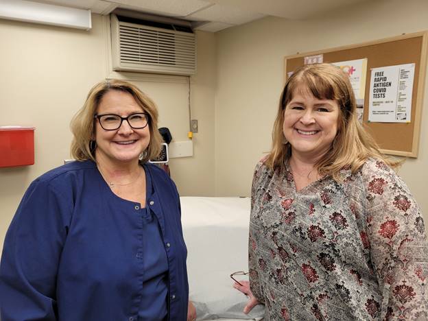 Laura Kane, student health nurse at the IWUArnold Health Services, and Jennifer Toohill, an advanced practice provider and Family Nurse Practitioner with Carle Health.