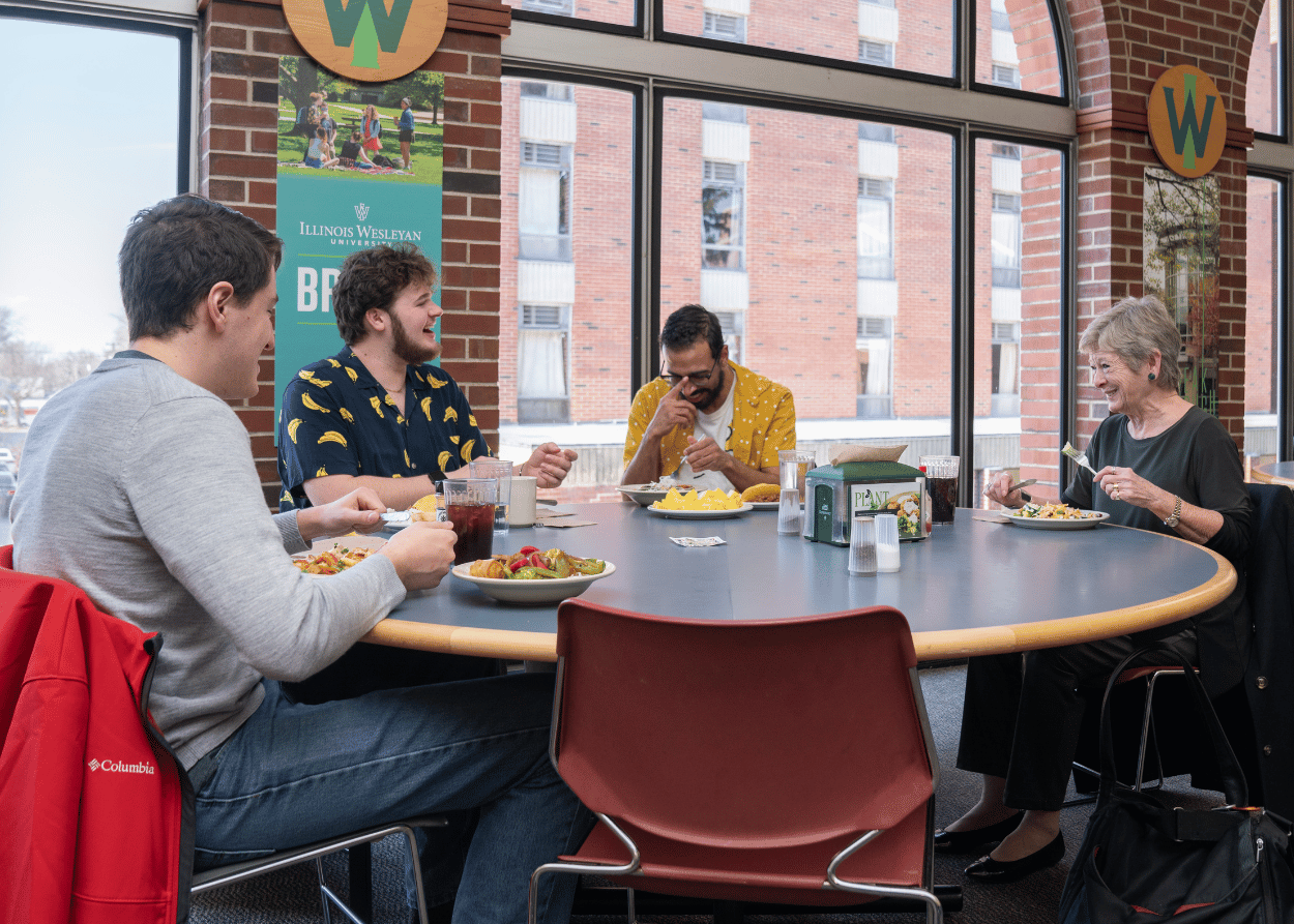 President Nugent chats with students during lunch