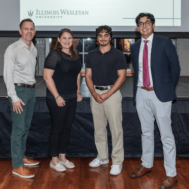 Judges and winners of the 2025 Titan New Venture Challenge with faculty sponsors