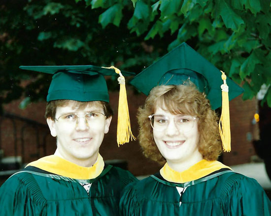 Dean and Beth Miller at their IWU graduation in 1992
