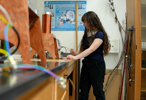 Wanda in a lab in the Center for Natural Sciences