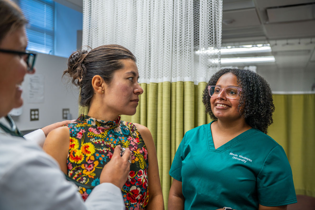 Nursing student with patient. 