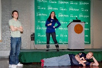 Dani Snyder-Young with two IWU students