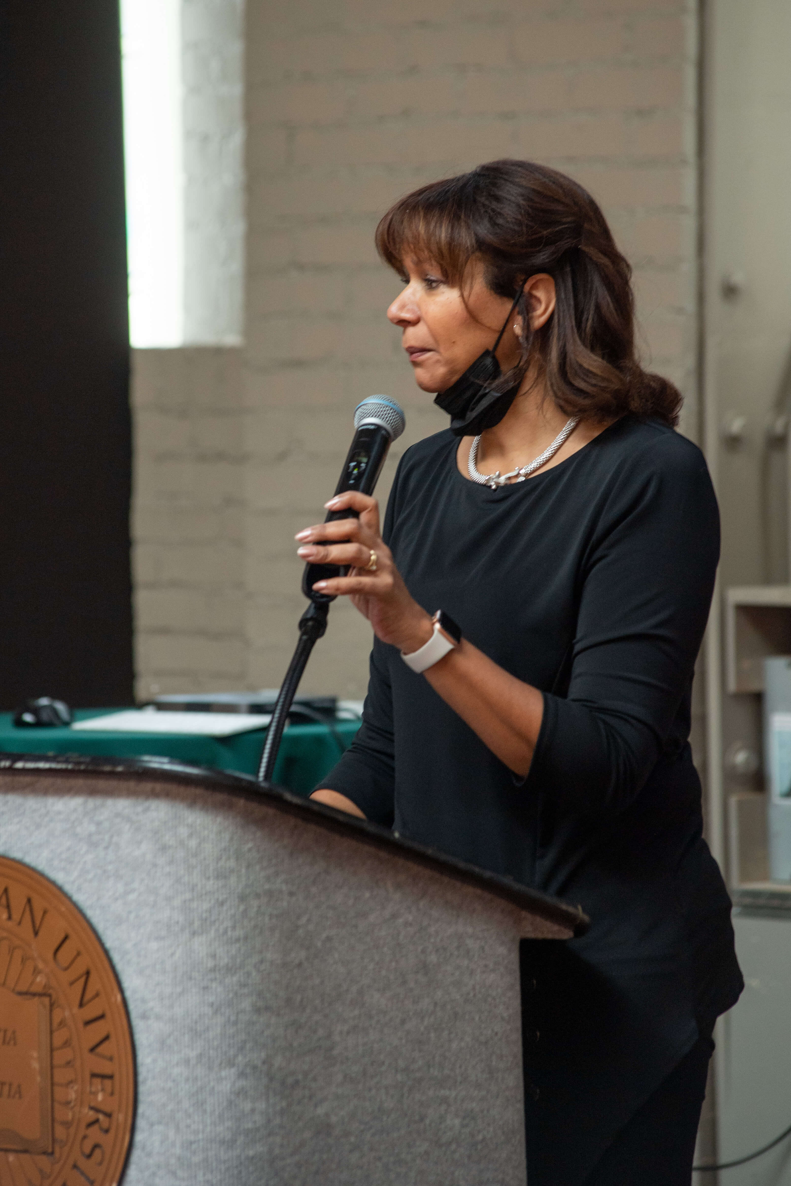 Sharla Brown-Ajayi speaking at the event