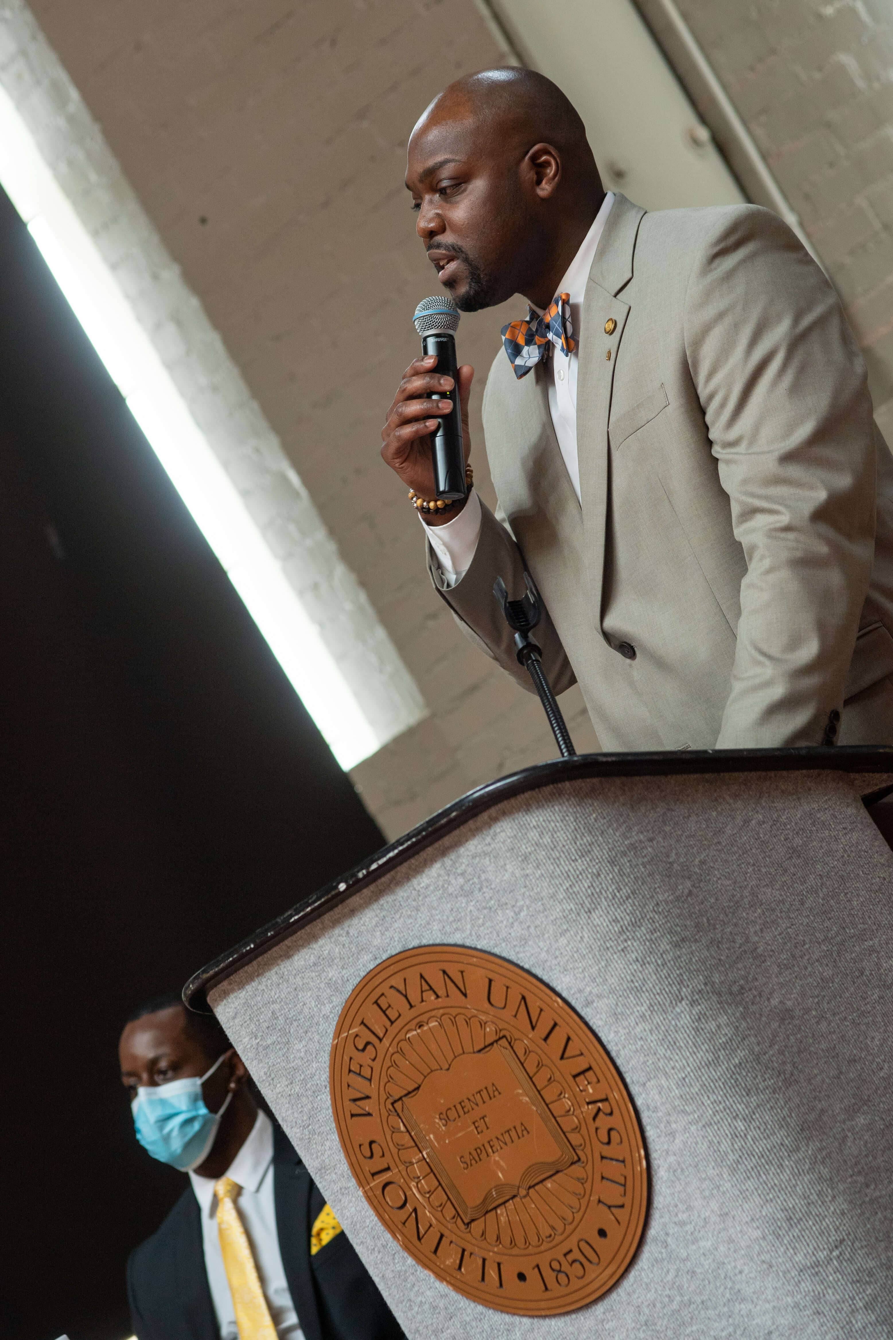Prince Roberts speaking at the event