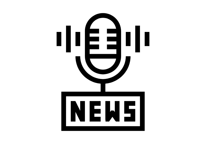 microphone with news across the bottom